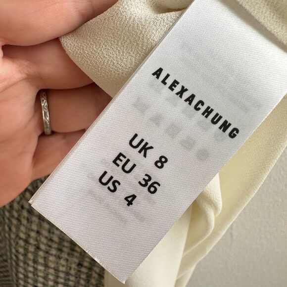 NWT ALEXACHUNG Metallic Lurex Silver Puff Sleeve Dress - Picture 6 of 9